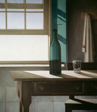 [Table, Bottle and Glass]