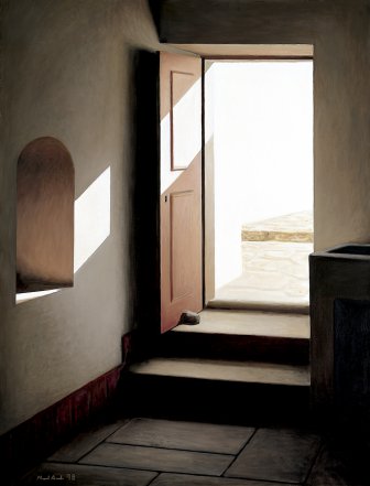 Porta da cozinha com degraus